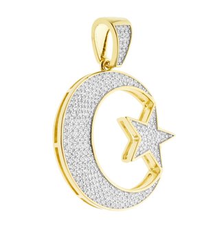 925 Silver Iced Out Turkish Flag Pendant - GD