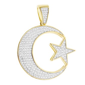 925 Silver Iced Out Turkish Flag Pendant - GD