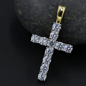 925 STERLING SILVER ICED OUT CROSS - GD
