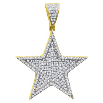 925 STERLING SILVER ICED OUT STAR PENDANT - GD