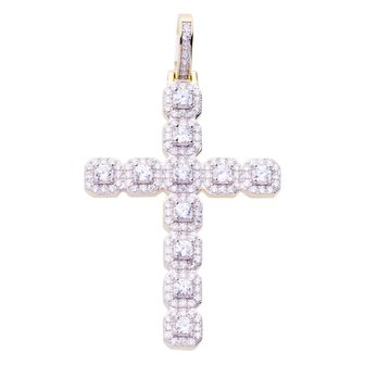 925 STERLING SILVER ICED OUT CROSS - GD (PREMIUM)