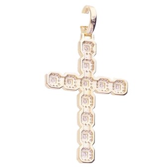 925 STERLING SILVER ICED OUT CROSS - GD (PREMIUM)