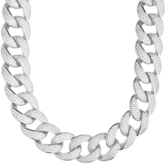 925 Silver Iced Out Miami Cuban Link Chain 16 MM