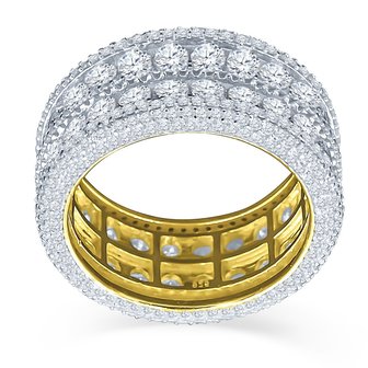 925 Zilveren Iced Out Ring GD - ROYAL