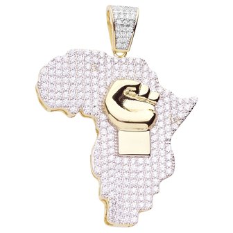 925 STERLING SILVER ICED OUT AFRICA POWER