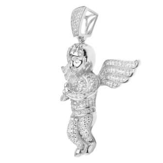 925 SILVER Iced Out Mini Angel PENDANT