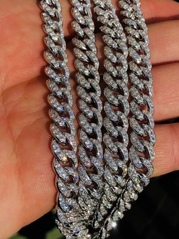 925 Silver Iced Out Miami Cuban Link Chain 10 MM