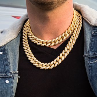 925 Silver Iced Out Baguette Cuban Link Chain 18 MM