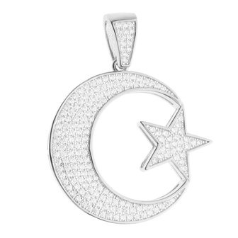 925 Silver Iced Out Turkish Flag Pendant