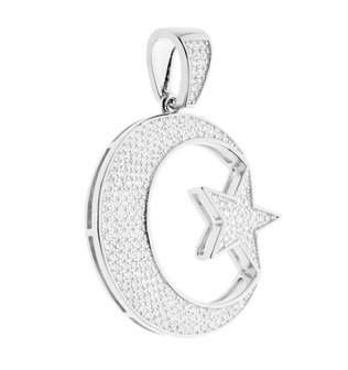 925 Silver Iced Out Turkish Flag Pendant