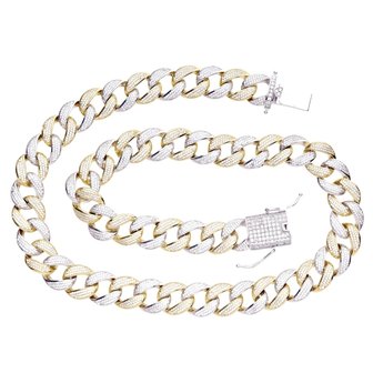 925 Zilveren Iced Out Miami Cuban Link Chain 16 MM