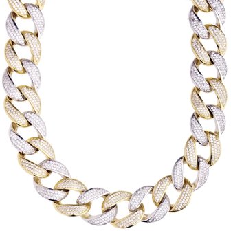 925 Zilveren Iced Out Miami Cuban Link Chain 16 MM