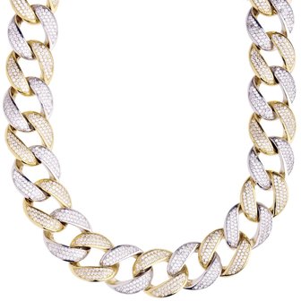 925 Silver Iced Out Miami Cuban Link Chain 16 MM