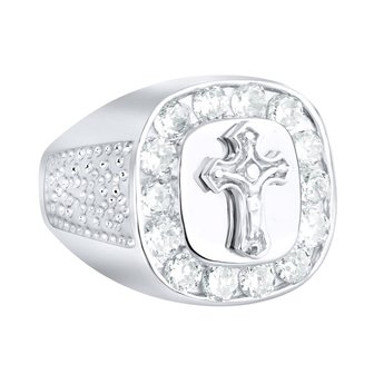 925 Zilveren Iced Out Ring - Kruis