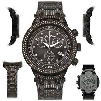 Joe Rodeo Diamanten Horloge - Master Zwart 4.75 ct
