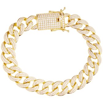 925 Silver Iced Out Miami Cuban Link Bracelet 12 MM - GD