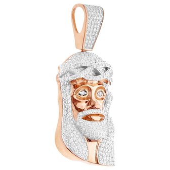 925 Sterling Silver Iced Out Jesus Piece Pendant II Ros&eacute;