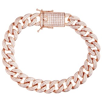 925 Zilveren Iced Out Miami Cuban Link Armband 12 MM - RG