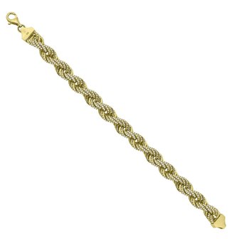925 Zilveren Iced Out Rope Chain Armband 11 MM - GD