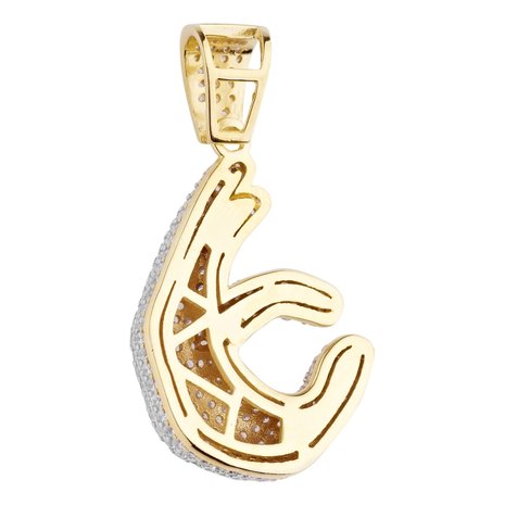 925 STERLING SILVER ICED OUT PICO BELLO EMOJI PENDANT - GD