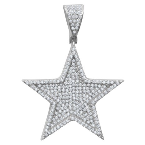 925 STERLING SILVER ICED OUT STAR PENDANT
