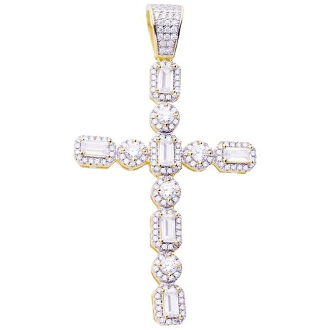 925 STERLING SILVER ICED OUT TENNIS CROSS - GD