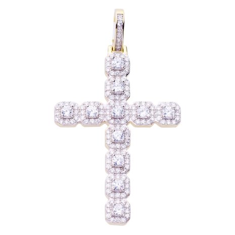 925 STERLING SILVER ICED OUT CROSS - GD (PREMIUM)