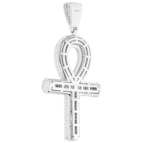 925 STERLING SILVER ICED OUT ANKH CROSS