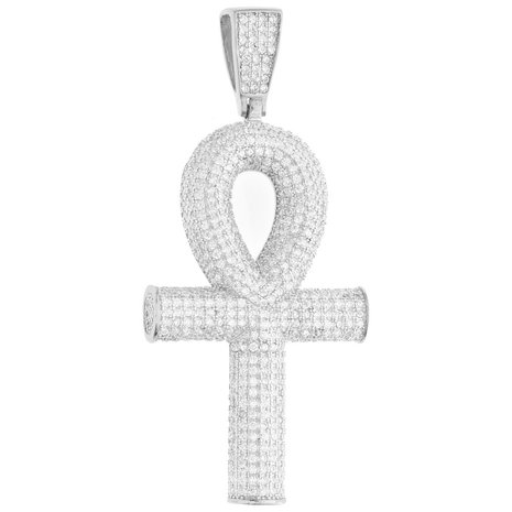 925 STERLING SILVER ICED OUT ANKH CROSS