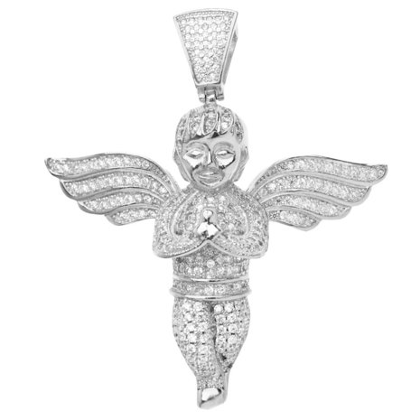 925 SILVER Iced Out Mini Angel PENDANT