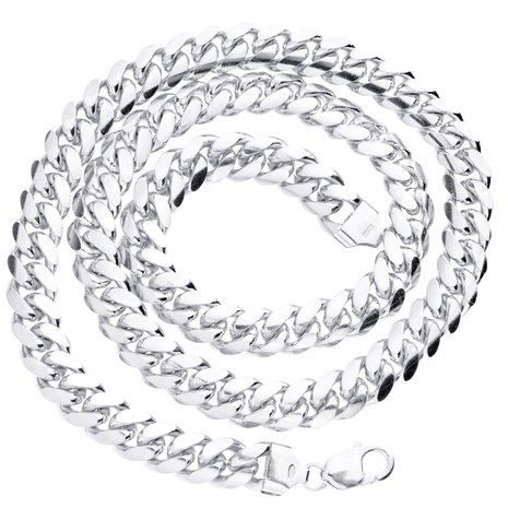 925 Silver Solid Miami Cuban Chain 12 MM