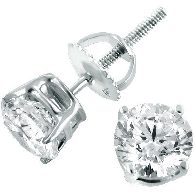 14K White Gold Diamond Earrings .50ct
