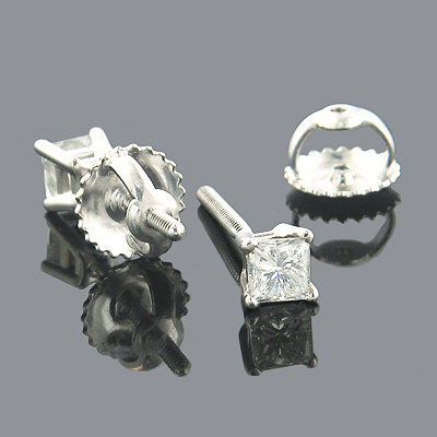 14K White Gold Diamond Earrings .50ct