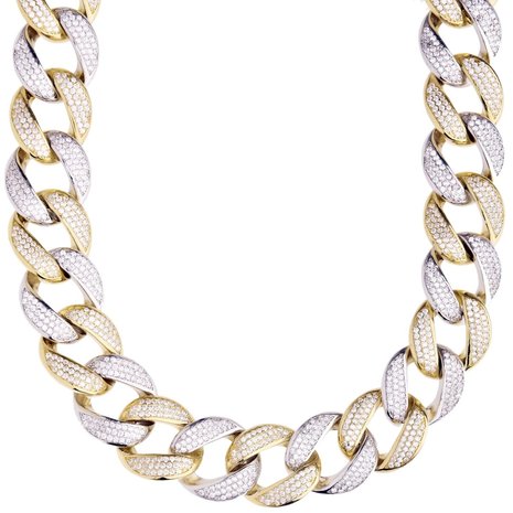 925 Zilveren Iced Out Miami Cuban Link Chain 16 MM