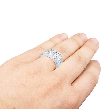925 Silver Iced Out Ring - Hexago