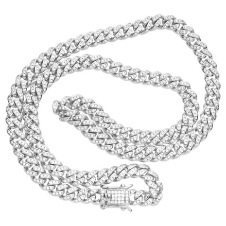925 Silver Iced Out Miami Cuban Link Chain 6,5 MM