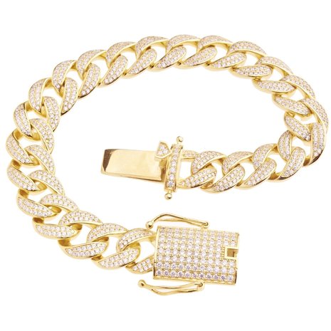 Solid 10K Yellow Gold Men's Diamond Bracelet 6 Carats Iced Out Cuban Link  Design 804057