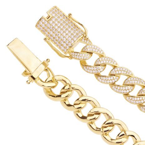 925 Zilveren Iced Out Miami Cuban Link Armband 12 MM - GD