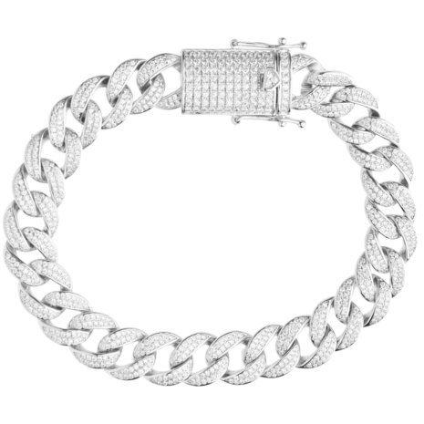 925 Zilveren Iced Out Miami Cuban Link Armband 12 MM