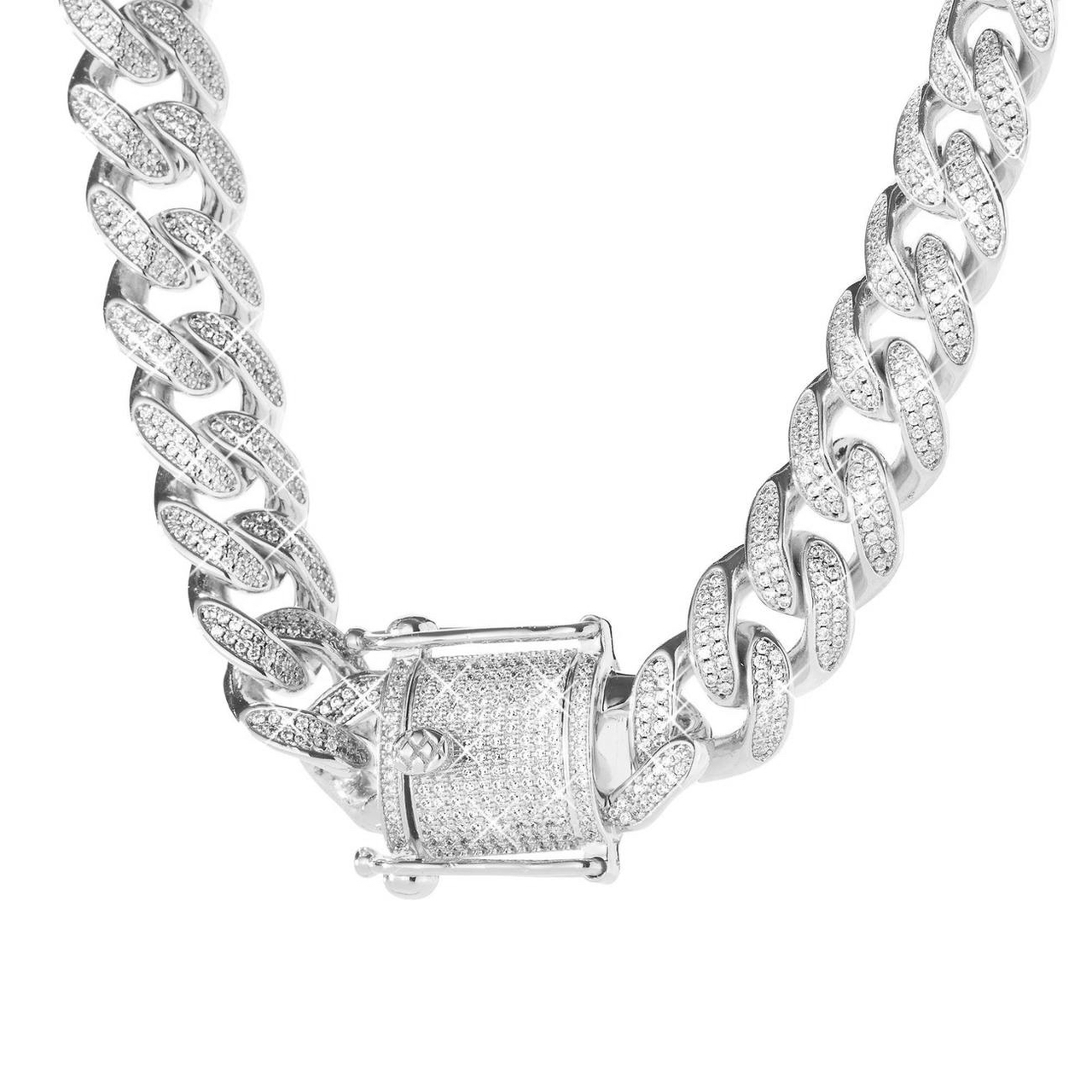 925 Silver Iced Out Miami Cuban Link Chain 12 MM
