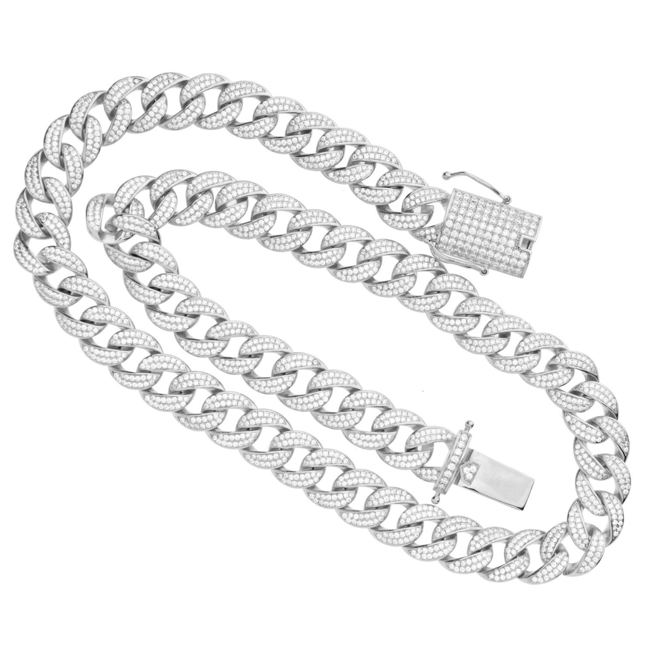 925 Silver Iced Out Miami Cuban Link Chain 12 MM