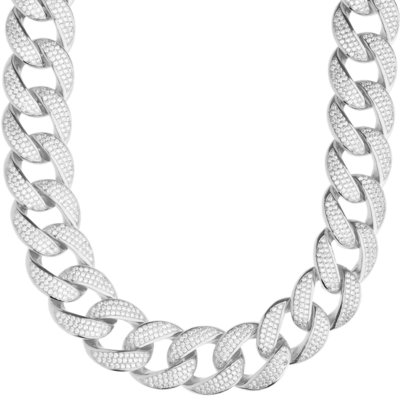 925 Silver Iced Out Miami Cuban Link Chain 16 MM