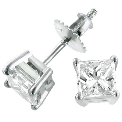 14K White Gold Diamond Earrings .50ct