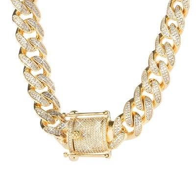 925 Zilveren Iced Out Miami Cuban Link Chain 12 MM